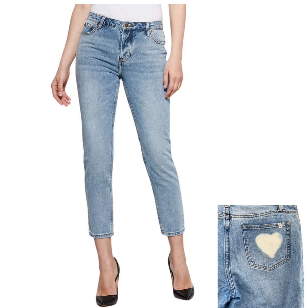 Buffalo David Bitton Payton High-Rise Rigid Girlfriend Jeans Tie Dye Heart 30